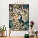 Tableau déco Collage Toucan Toile et bois massif - Multicolore - 100 cm x 133,5 cm x 0,3 cm - 100 x 134 cm