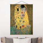 Quadro di tessuto Klimt  Il bacio Tessuto. Legno massello - Oro - 100cm x 133,5cm x 0,3cm - 100 x 134 cm