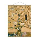 Quadro tessuto Klimt Albero della vita Tessuto. Legno massello - Oro - 100cm x 133,5cm x 0,3cm - 100 x 134 cm