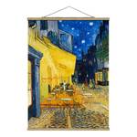 Wandkleed Caféterras bij nacht textiel & massief hout (houtsoort) - geel; blauw - 100cm x 133,5cm x 0,3cm - 100 x 134 cm