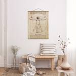 Wandkleed Da Vinci textiel & massief hout (houtsoort) - Braun - 100cm x 133,5cm x 0,3cm - 100 x 134 cm