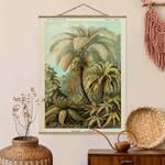 Tableau déco Jungle vintage Toile et bois massif - Vert - 100 cm x 133,5 cm x 0,3 cm - 100 x 134 cm