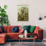 Tableau déco Jungle vintage Toile et bois massif - Vert - 100 cm x 133,5 cm x 0,3 cm - 100 x 134 cm