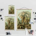 Tableau déco Jungle vintage Toile et bois massif - Vert - 100 cm x 133,5 cm x 0,3 cm - 100 x 134 cm