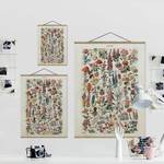 Stoffbild Vintage Lehrtafel Blumen V Textil; Massivholz (Holzart) - Mehrfarbig - 100cm x 133,5cm x 0,3cm - 100 x 134 cm
