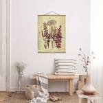 Stoffbild Vintage Leinenoptik Blumen Textil; Massivholz (Holzart) - Pink - 100cm x 133,5cm x 0,3cm - 100 x 134 cm