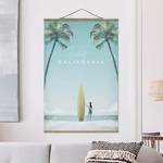 Stoffbild Reiseposter California Textil; Massivholz (Holzart) - Türkis - 100cm x 150cm x 0,3cm - 100 x 150 cm