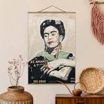 Quadro di tessuto  Frida Kahlo n.4 Tessuto. Legno massello - Beige - 100cm x 150cm x 0,3cm - 100 x 150 cm