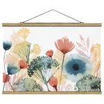 Wandkleed Wilde bloemen in de Zomer I textiel & massief hout (houtsoort) - wit - 100cm x 66,5cm x 0,3cm - 100 x 67 cm