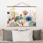 Wandkleed Wilde bloemen in de Zomer I textiel & massief hout (houtsoort) - wit - 100cm x 66,5cm x 0,3cm - 100 x 67 cm