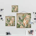 Tableau déco Colonial Style Collage Toile et bois massif - Rose - 35 cm x 35 cm x 0,3 cm - 35 x 35 cm