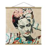 Wandkleed Frida Kahlo Collage No.1 textiel & massief hout (houtsoort) - meerdere kleuren - 50cm x 50cm x 0,3cm - 50 x 50 cm