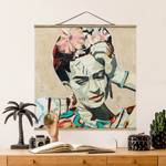 Wandkleed Frida Kahlo Collage No.1 textiel & massief hout (houtsoort) - meerdere kleuren - 35cm x 35cm x 0,3cm - 35 x 35 cm