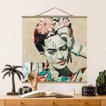 Wandkleed Frida Kahlo Collage No.1 textiel & massief hout (houtsoort) - meerdere kleuren - 80cm x 80cm x 0,3cm - 80 x 80 cm