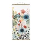 Wandkleed Wilde bloemen in de Zomer I textiel & massief hout (houtsoort) - meerdere kleuren - 35cm x 70cm x 0,3cm - 35 x 70 cm