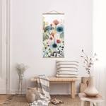 Tableau déco Fleurs d’été I Toile et bois massif - Multicolore - 35 cm x 70 cm x 0,3 cm - 35 x 70 cm