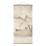 Tableau déco  Style Japonais II Toile et bois massif - Beige - 35 cm x 70 cm x 0,3 cm - 35 x 70 cm