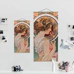 Stoffbild Alfons Mucha Schüsselblume Textil; Massivholz (Holzart) - Mehrfarbig - 35cm x 70cm x 0,3cm - 35 x 70 cm