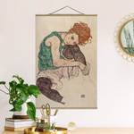 Tableau déco Egon Schiele Femme assise Toile et bois massif - Multicolore - 35 cm x 52,5 cm x 0,3 cm - 35 x 53 cm