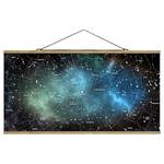 Stoffbild Sternbilder Galaxienebel Textil; Massivholz (Holzart) - Schwarz - 80cm x 40cm x 0,3cm - 80 x 40 cm