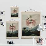 Stoffbild Botanik Blüte & Kolibri Textil; Massivholz (Holzart) - Mehrfarbig - 100cm x 133,5cm x 0,3cm - 100 x 134 cm