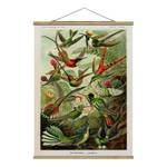 Wandkleed Vintage Kolibries textiel & massief hout (houtsoort) - meerdere kleuren - 100cm x 133,5cm x 0,3cm - 100 x 134 cm