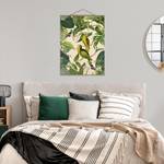 Stoffbild Collage Papageien im Dschungel Textil; Massivholz (Holzart) - Grün - 50cm x 66,4cm x 0,3cm - 50 x 66 cm