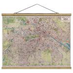 Tableau déco Carte de Berlin vintage Toile et bois massif - Multicolore - 100 cm x 75 cm x 0,3 cm - 100 x 75 cm