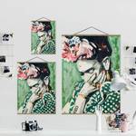 Wandkleed Frida Kahlo Collage No.3 textiel & massief hout (houtsoort) - groen - 50cm x 66,4cm x 0,3cm - 50 x 66 cm