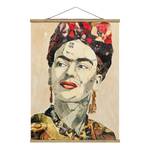 Wandkleed  Frida Kahlo Collage No.2 textiel & massief hout (houtsoort) - meerdere kleuren - 80cm x 106,5cm x 0,3cm - 80 x 107 cm