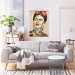 Wandkleed  Frida Kahlo Collage No.2 textiel & massief hout (houtsoort) - meerdere kleuren - 80cm x 106,5cm x 0,3cm - 80 x 107 cm