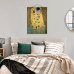 Tableau déco Gustav Klimt Le baiser Toile et bois massif - Doré - 50 cm x 66,4 cm x 0,3 cm - 50 x 66 cm