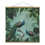 Wandkleed  Shabby Chic Pauw I textiel & massief hout (houtsoort) - turquoise - 35cm x 35cm x 0,3cm - 35 x 35 cm