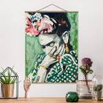 Stoffbild Frida Kahlo Collage No.3 Textil; Massivholz (Holzart) - Grün - 80cm x 106,5cm x 0,3cm - 80 x 107 cm
