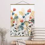 Tableau déco Fleurs d’été II Toile et bois massif - Multicolore - 35 cm x 46,5 cm x 0,3 cm - 35 x 47 cm