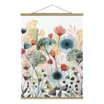 Stoffbild Wildblumen im Sommer I Textil; Massivholz (Holzart) - Mehrfarbig - 50cm x 66,4cm x 0,3cm - 50 x 66 cm