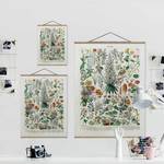 Wandkleed Vintage Bloemen I textiel & massief hout (houtsoort) - meerdere kleuren - 35cm x 46,5cm x 0,3cm - 35 x 47 cm