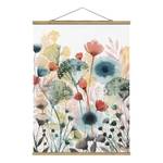 Wandkleed Wilde bloemen in de Zomer I textiel & massief hout (houtsoort) - meerdere kleuren - 80cm x 106,5cm x 0,3cm - 80 x 107 cm