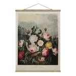 Stoffbild Botanik Vintage  Rosen Textil; Massivholz (Holzart) - Pink - 80cm x 106,5cm x 0,3cm - 80 x 107 cm