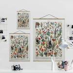 Tableau déco Vintage Botanique Fleurs IV Toile et bois massif - Multicolore - 80 cm x 106,5 cm x 0,3 cm - 80 x 107 cm
