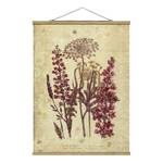 Stoffbild Vintage Leinenoptik Blumen Textil; Massivholz (Holzart) - Pink - 50cm x 66,4cm x 0,3cm - 50 x 66 cm