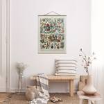 Stoffbild Vintage Lehrtafel Blumen II Textil; Massivholz (Holzart) - Mehrfarbig - 80cm x 106,5cm x 0,3cm - 80 x 107 cm
