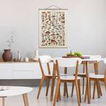 Stoffbild Vintage Lehrtafel Pilze Textil; Massivholz (Holzart) - Beige - 50cm x 66,4cm x 0,3cm - 50 x 66 cm