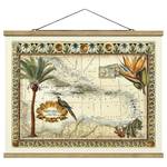Stoffbild Landkarte West Indien Textil; Massivholz (Holzart) - Mehrfarbig - 35cm x 26cm x 0,3cm - 35 x 26 cm
