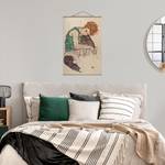 Tableau déco Egon Schiele Femme assise Toile et bois massif - Multicolore - 80 cm x 120cm x 0,3 cm - 80 x 120 cm
