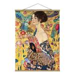Stoffbild Gustav Klimt Dame mit Fächer Textil; Massivholz (Holzart) - Mehrfarbig - 35cm x 46,5cm x 0,3cm - 35 x 47 cm