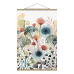 Wandkleed Wilde bloemen in de Zomer I textiel & massief hout (houtsoort) - wit - 50cm x 75cm x 0,3cm - 50 x 75 cm
