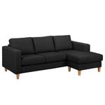 Ecksofa MAISON 2-Sitzer mit Longchair Webstoff Lark: Schwarz - Longchair davorstehend rechts