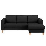 Ecksofa MAISON 2-Sitzer mit Longchair Webstoff Lark: Schwarz - Longchair davorstehend rechts