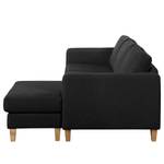 Ecksofa MAISON 2-Sitzer mit Longchair Webstoff Lark: Schwarz - Longchair davorstehend rechts